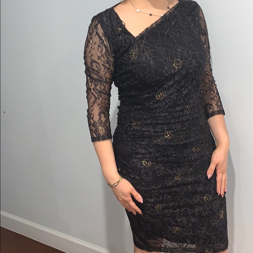 Black cocktail lace dress.